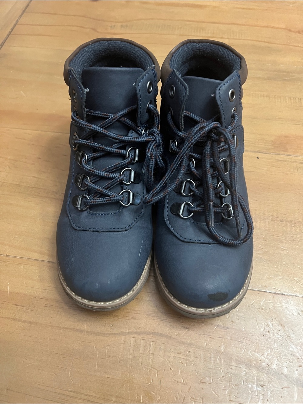 Place Kids Navy and Brown Hiking Boots